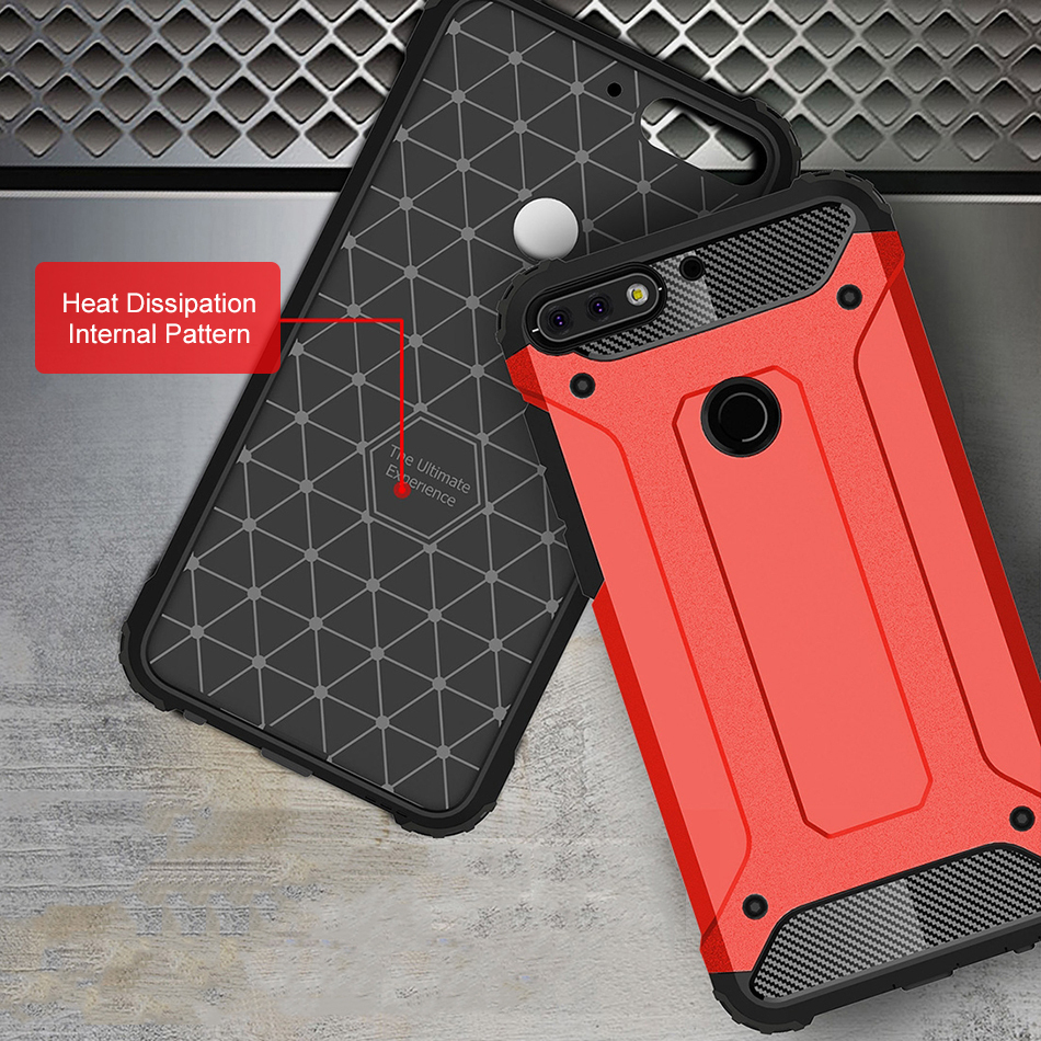 Military Defender Tough Shockproof Case for Huawei Nova 2 Lite - Red